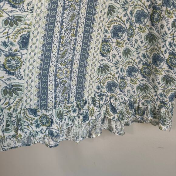Cynthia Rowley Women’s Top 1X Green Floral Paisley Boho Cottagecore Ruffle - Picture 7 of 14